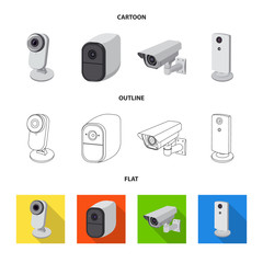 Isolated object of cctv and camera sign. Collection of cctv and system stock symbol for web.