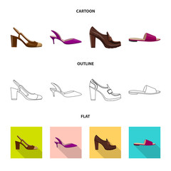 Vector design of footwear and woman symbol. Collection of footwear and foot vector icon for stock.