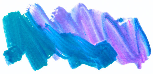 blue watercolor stain, drawn by brush on paper