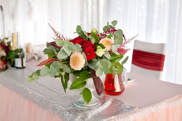 beautiful bouquet in a vase on a festive table
