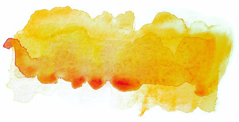 saturated yellow watercolor stain, drawn by brush on paper