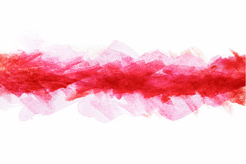 red watercolor stain, drawn by brush on paper