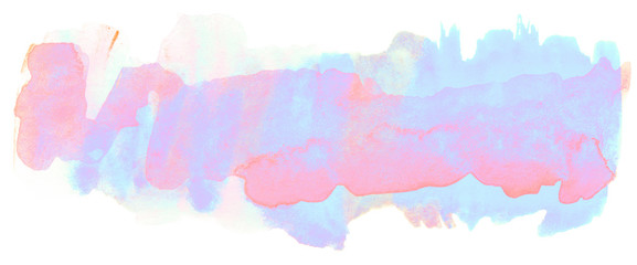 watercolor blue light with pink stain, drawn by brush on paper