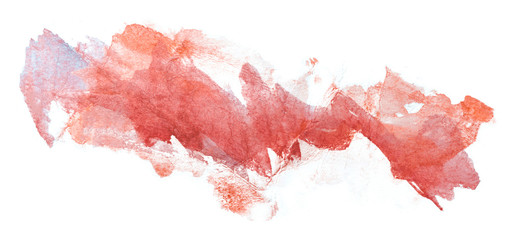 red on crumpled paper with streaks watercolor stain, drawn by brush on paper