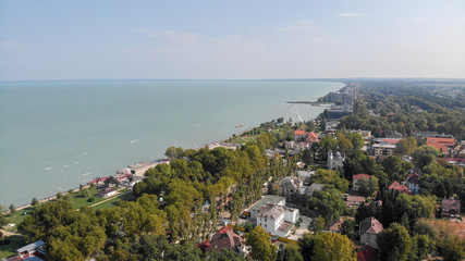 Aerial view of Siofok,Town on the lake Balaton in the Hungary. Balaton is the largest lake of the...