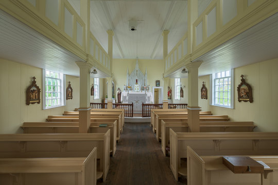 Interior of the historic Most Holy Trinity Church in Trinity, Newfoundland