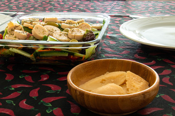 fresh salad and grana padano cheese