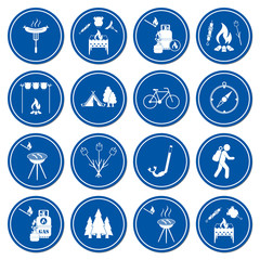 Set of travel and camping equipment icons