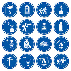 Set of travel and camping equipment icons