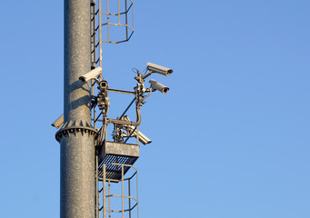 light pole whith security camera .cctv video surveillance