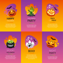 Halloween Greeting Cards Colorful Set