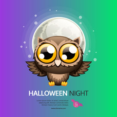 Halloween Night Greeting Card with Owl