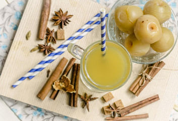 canned apple compote with various spices