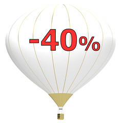 Sale poster concept with percent discount.3d illustration banner with air balloon. Design for banner, flyer and brochure for event promotion business or department store. Isolated on white background