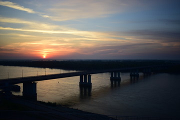 Рассвет на реке Обь в Барнауле