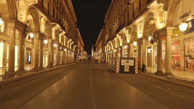 Colonnades Along Via Roma, Turin, Piedmont, Italy - Hyper Lapse