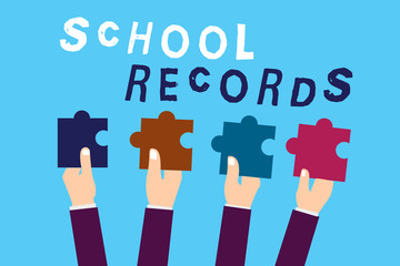 Text sign showing School Records. Conceptual photo Information that is kept about a child at school Biography.
