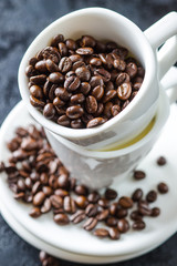 Roasted coffee beans.