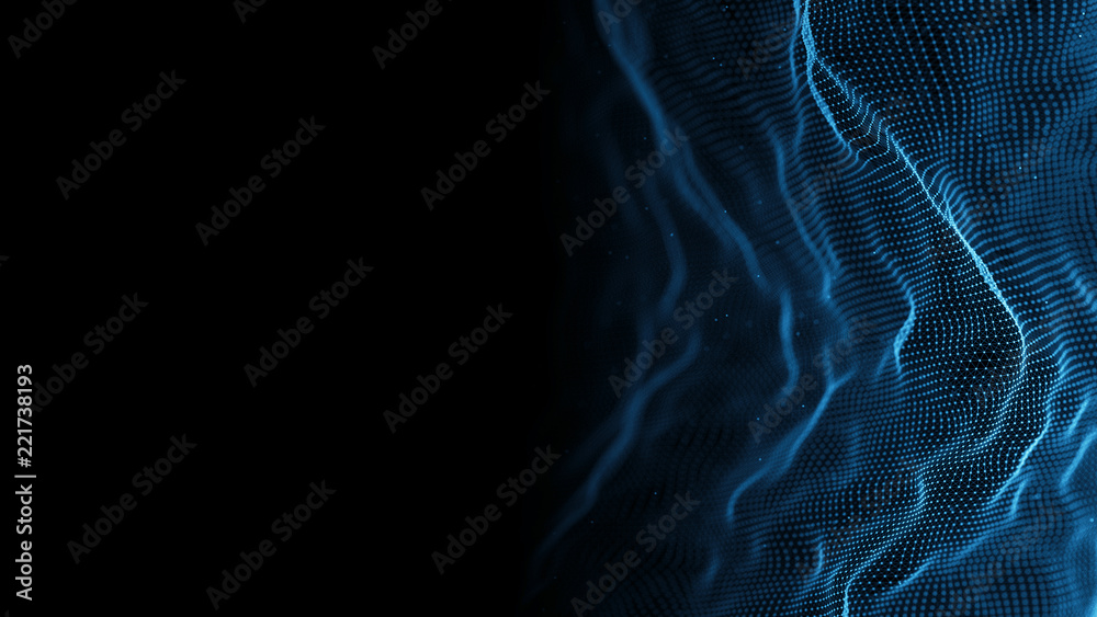 Aufkleber Data technology background. Abstract background. Connecting dots and lines on dark background. 3D rendering. 4k.