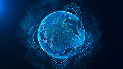 Global network connection. World map point. Representing the global. Network connection. 3D rendering.