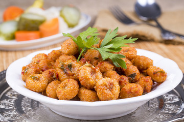 Turkish foods; bulgur garlic meatball (Sarimsakli bulgur kofte)
