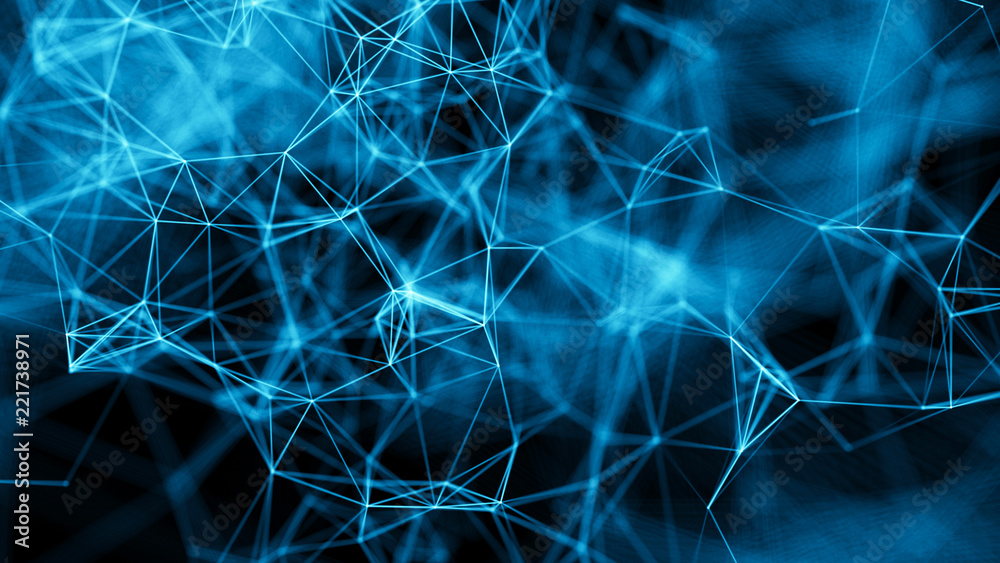 Poster Data technology background. Big data visualization. Connecting dots and lines. Science background. 3D rendering. 4k.