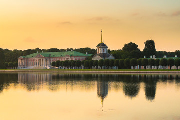 Fototapeta premium Evening view of the State reserve museum Kuskovo, former summer country estate of the 18th century. Moscow. Russia.