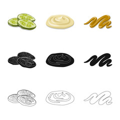 Vector illustration of burger and sandwich symbol. Collection of burger and slice stock vector illustration.