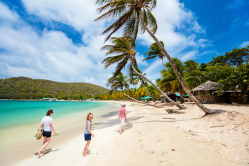 Mother and kids at beach