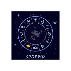 Scorpio astrological horoscope sign. Vector illustration