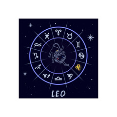 Leo astrological horoscope sign. Vector illustration