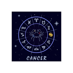 Cancer astrological horoscope sign. Vector illustration