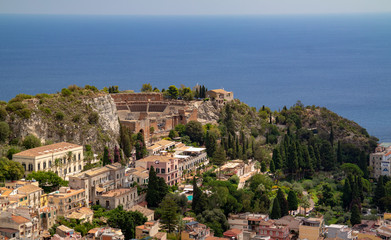 Fototapeta na wymiar Taormina Sicily Greek Theater Top view