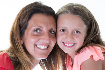 portrait family love hugging mother and kid girl beauty face