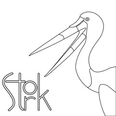 stork head   vector illustration  coloring  draw profile