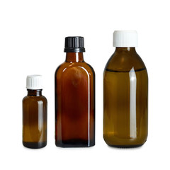 Various medicine bottle isolated on white background
