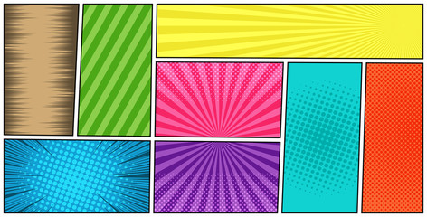 Comic book page colorful horizontal template