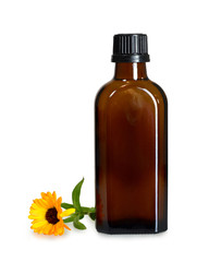 Calendula oil isolated on white background