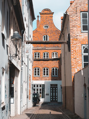 Narrow street at Lübeck, Middle age house