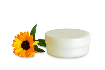Fototapeta na wymiar Calendula cream isolated on white background