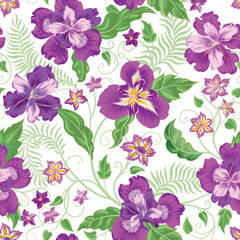 Floral seamless pattern. Garden flowers background.