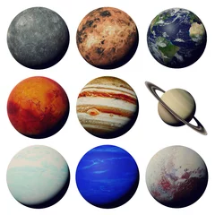 Foto op Canvas the planets of the solar system isolated on white background (3d space rendering, elements of this image are furnished by NASA) © dottedyeti