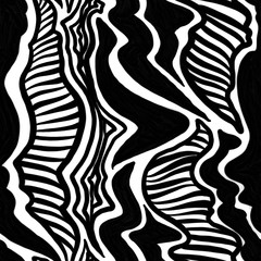 Geometric seamless black and white pattern with beautiful waves and stripes. Designed for bedclothing, bed linen, bedroom design, textile, bags design, clothing, wrapping paper, wallpaper, cover.