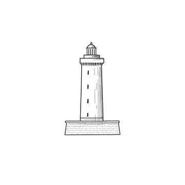 Lighthouse icon. Hand drawn sketch symbol of lighthouse tower. L