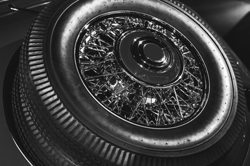 Spare wheel of the classic retro car