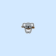 Cute koala on a branch cartoon icon, vector illustration © Totostarkk9456