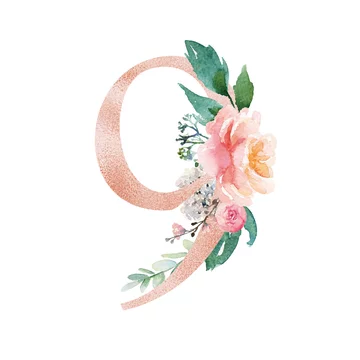 Immagini Stock - Peach Cream Blush Floral Number - Cifra 4 Con