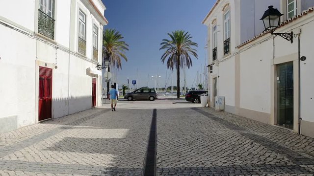 Lively streets of the town Vila Real Santo Antonio. Portugal