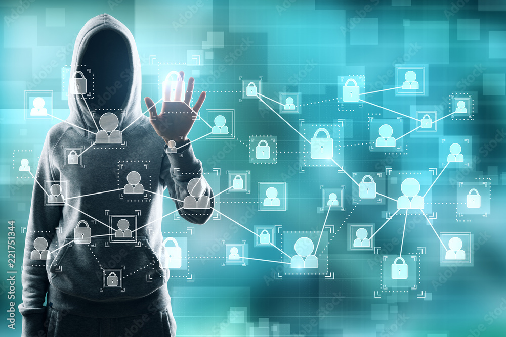 Poster hacking and theft concept