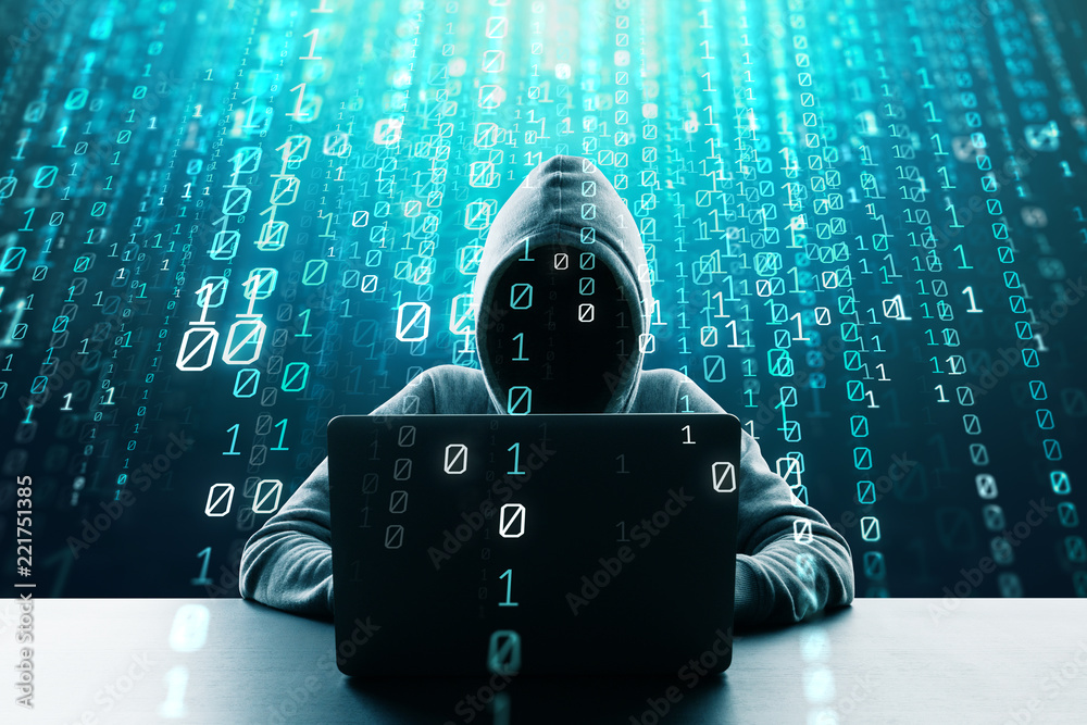 Poster Hacking, computing and data concept